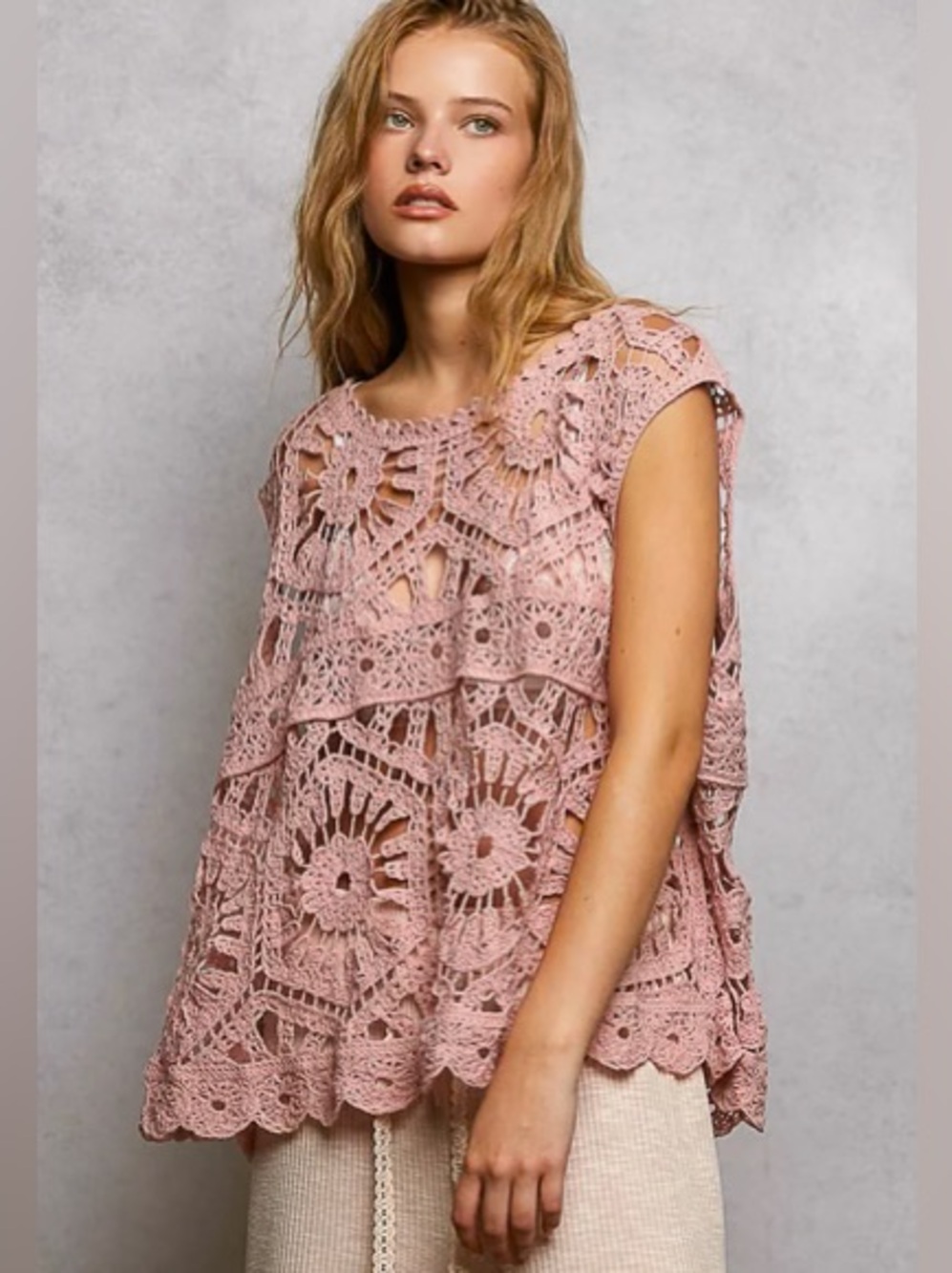 POL Crochet Lace Tunic Top - NWOT